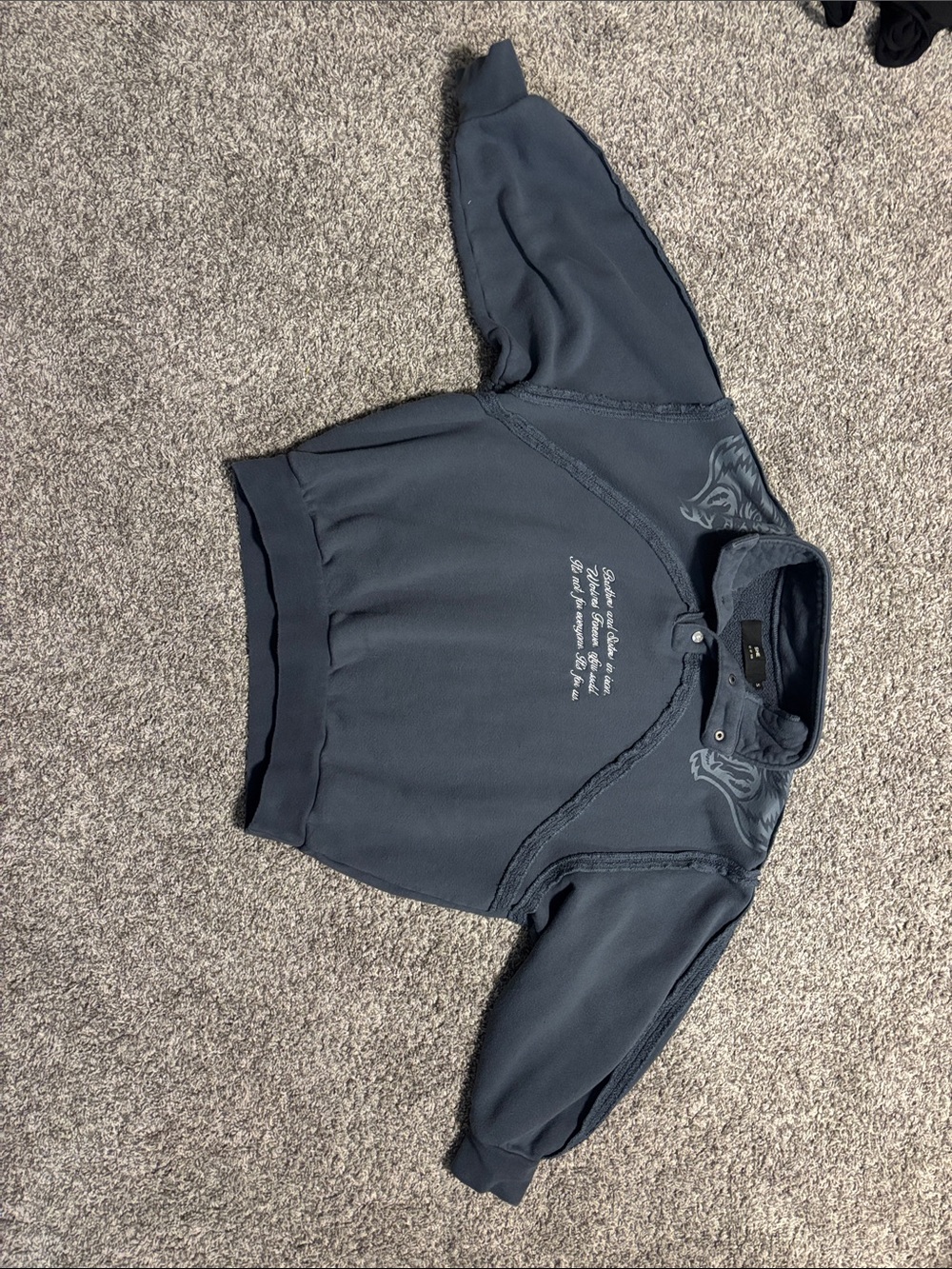 Darc Sport Navy Pullover with Script & Subtle Graphic Accents
